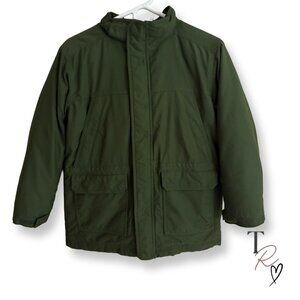 LL Bean Kids Hooded Green Winter Parka Heavyweight Jacket Fits Like Kids 10-12